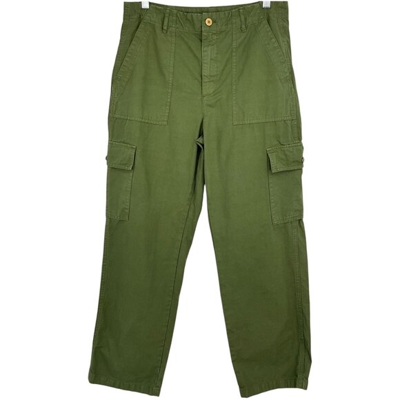 J. Crew Pants - J. Crew Relaxed Fit Tapered Cargo Pants Army Green Size 29 100% Cotton Fits Big